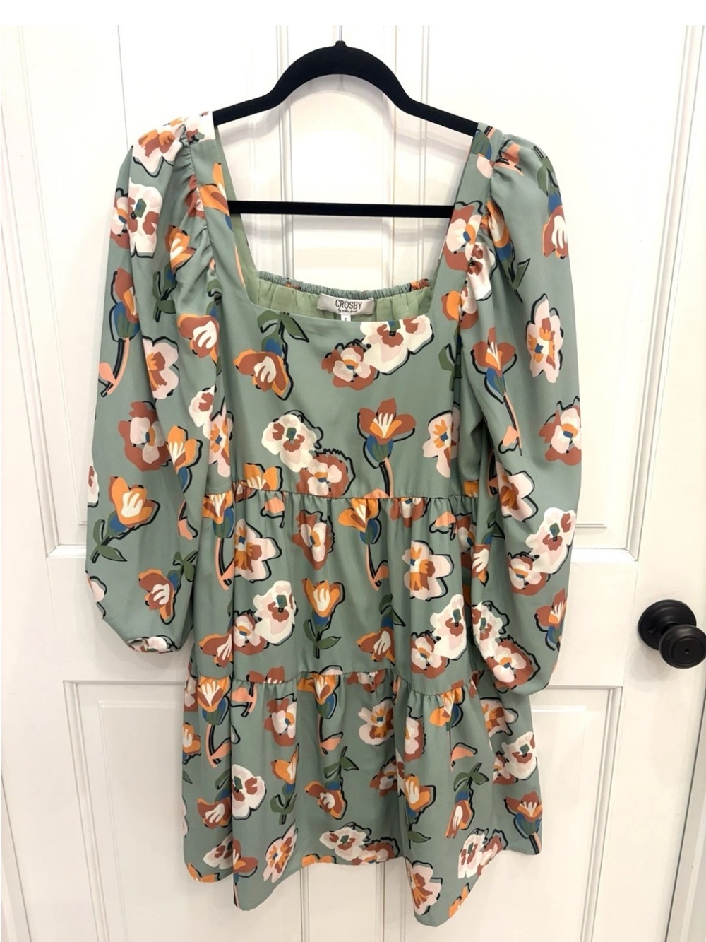 Crosby by Mollie Burch Women's Green Floral Long Sleeve Dress Size small